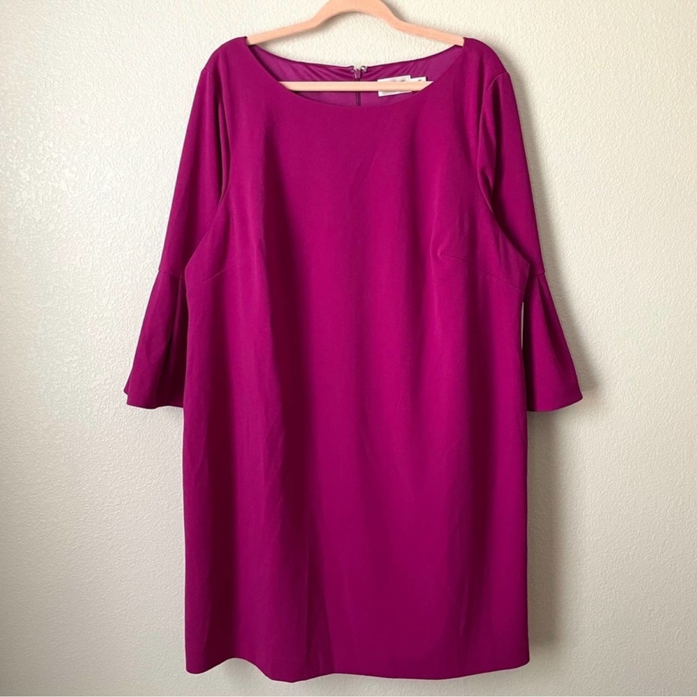 Eliza J Dress Womens Size 20W Pink Mini Knee Length Flared Sleeve Sheath NWT